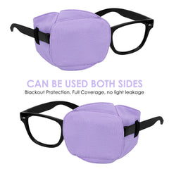 Eye patch clip designed to attach to eyeglass frames in purple