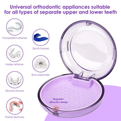 Round purple storage box with dimensions 3.46 x 3.46 x 1.18 inches
