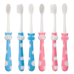 Close-up of soft bristles on toddler toothbrush