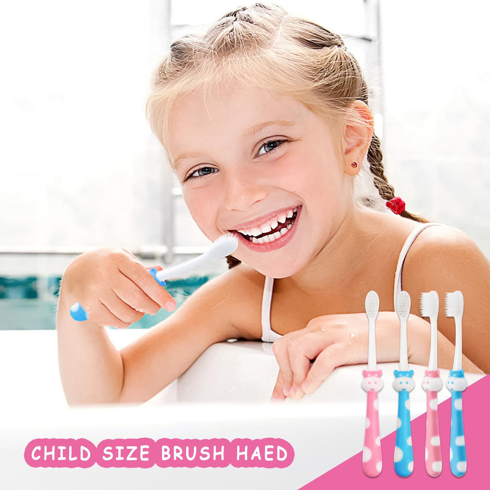 Two-color and four-color toddler toothbrush bundles