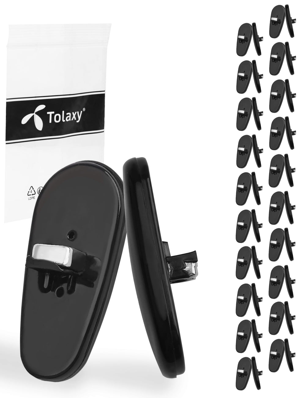 Tolaxy 20 pairs black silicone replacement nose pads for Ray-Ban frames – front view