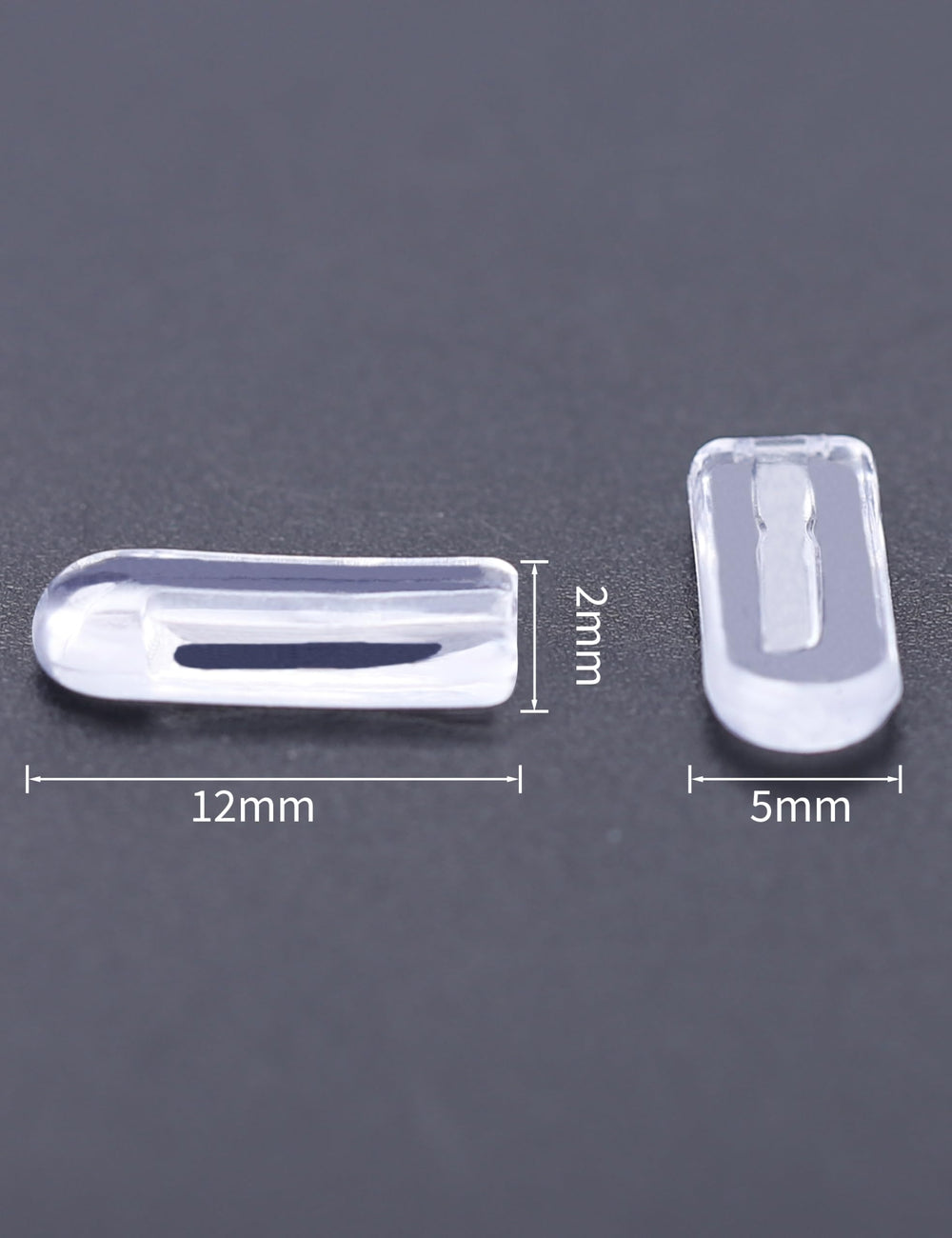 Soft silicone nose pads on glasses bridge