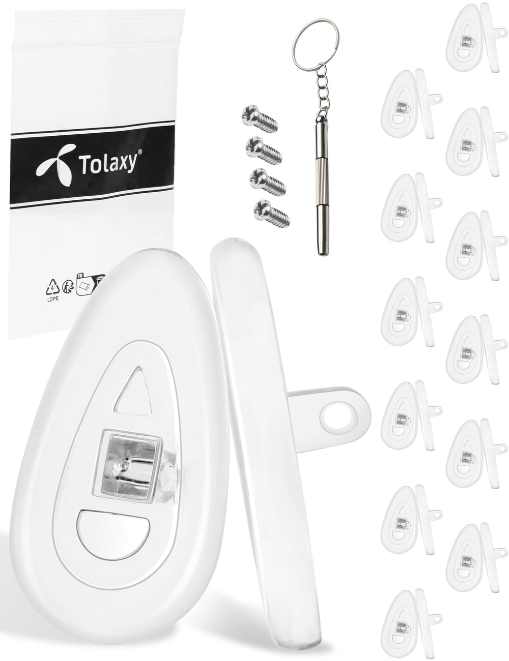 Tolaxy 12 pairs screw-in eyeglass nose pads 15mm clear replacement