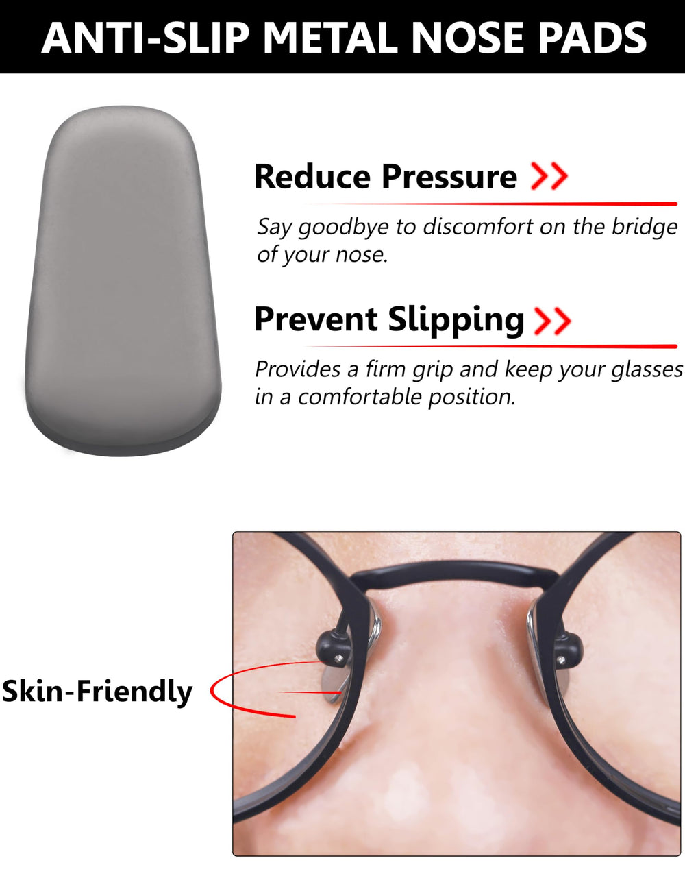 Anti-slip metal replacement nose pads designed for Oakley eyewear