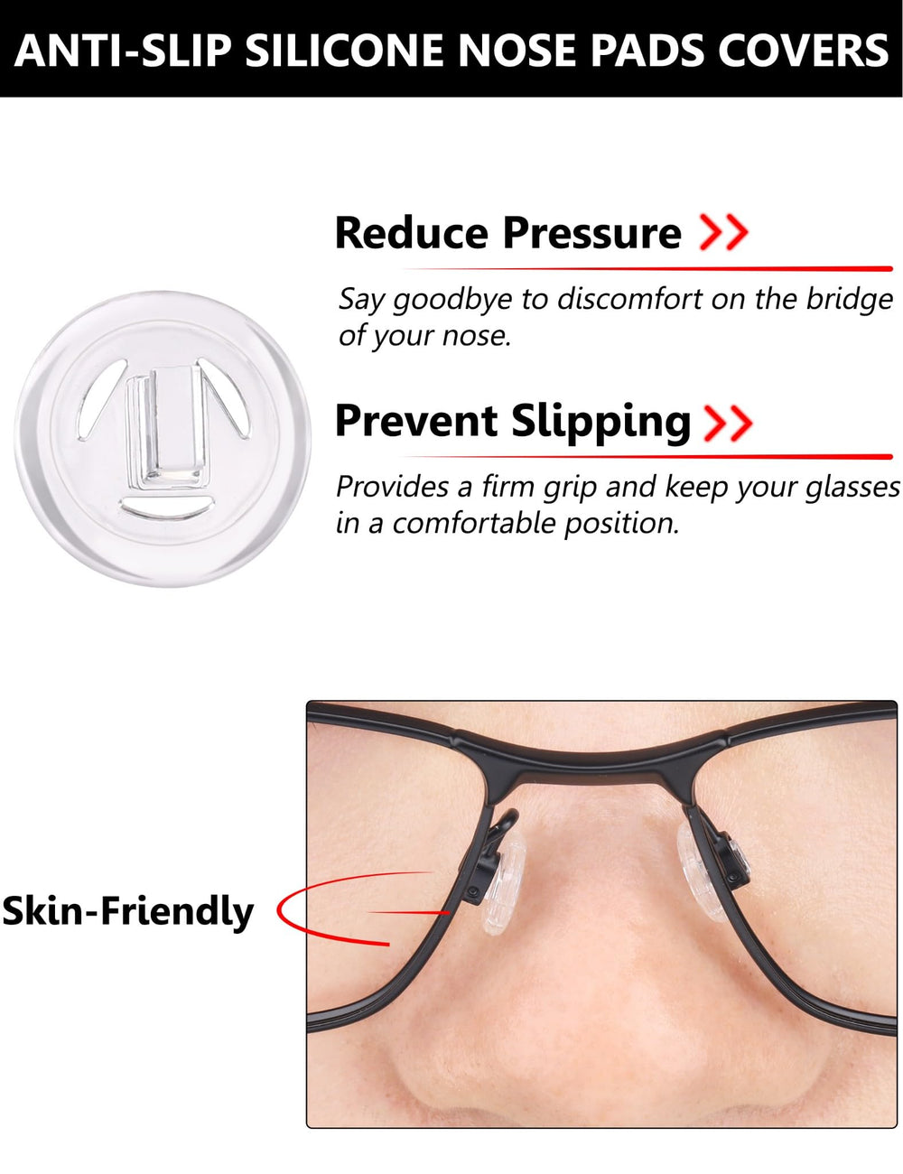 Universal replacement nose pads for rimless/frameless glasses