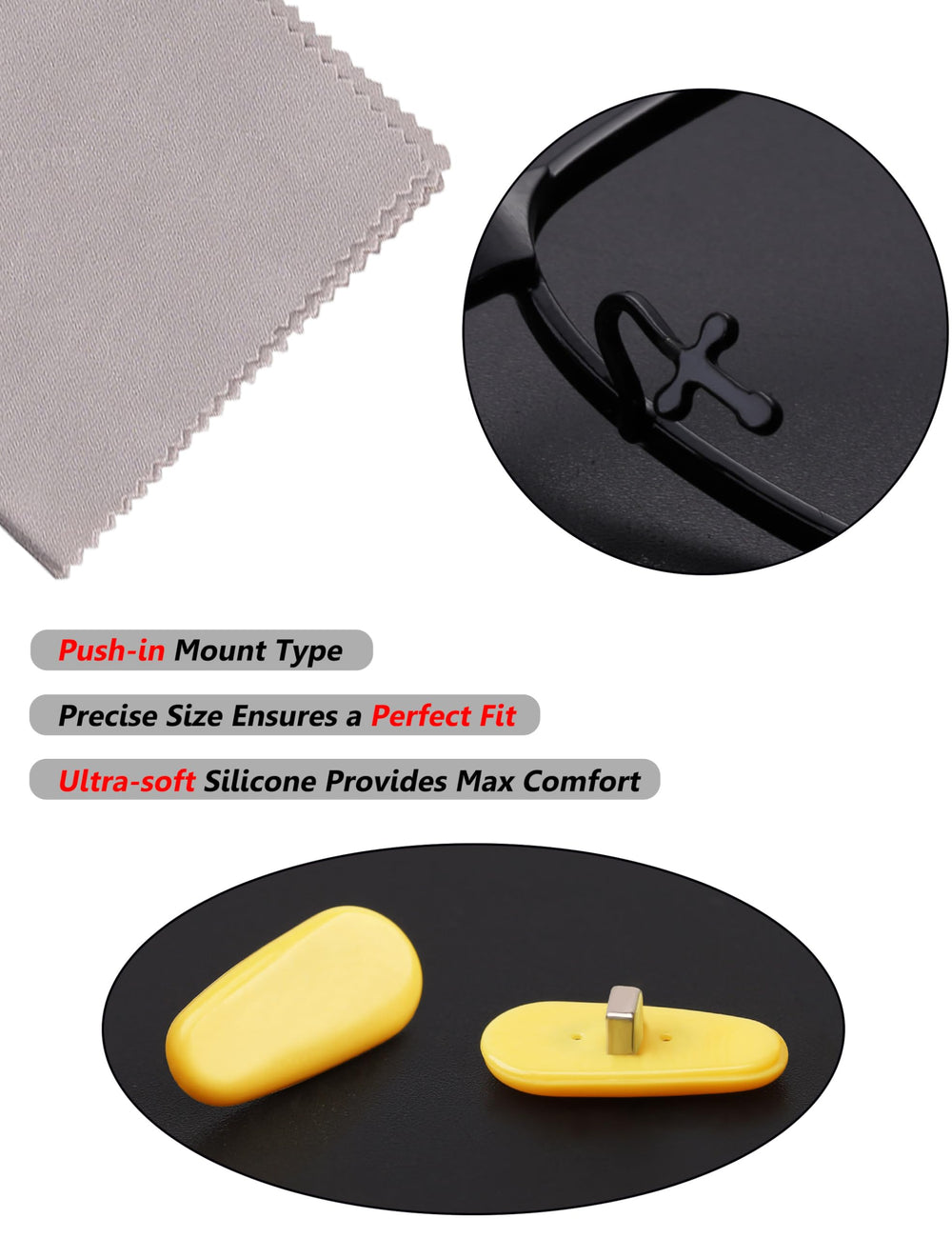 Tolaxy packaging showing 5 pairs of yellow plug-in nose pads