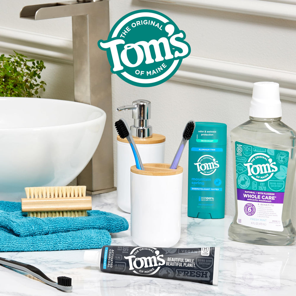 Fluoride toothpaste by Tom's of Maine aiding cavity prevention