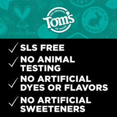 Three-pack display of Tom's of Maine charcoal toothpaste with peppermint flavor
