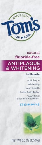 Back view of Tom's of Maine toothpaste packaging showing ingredients