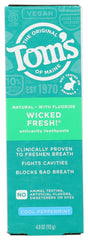 Front view of Tom's of Maine Wicked Fresh Cool Peppermint toothpaste 4 oz