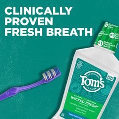 Tom's of Maine Wicked Fresh Mouthwash bottle with Cool Mountain Mint label close-up