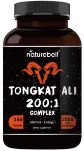 Tongkat Ali 200:1 extract bottle with 150 capsules, Indonesia origin