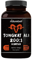 Tongkat Ali 200:1 extract bottle with 150 capsules, Indonesia origin