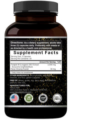 Dual-action Tongkat Ali and Panax Ginseng capsule pair (2-in-1) with 30mg Panax Ginseng per 3 capsules