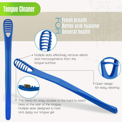 Close-up of tongue cleaning using the device