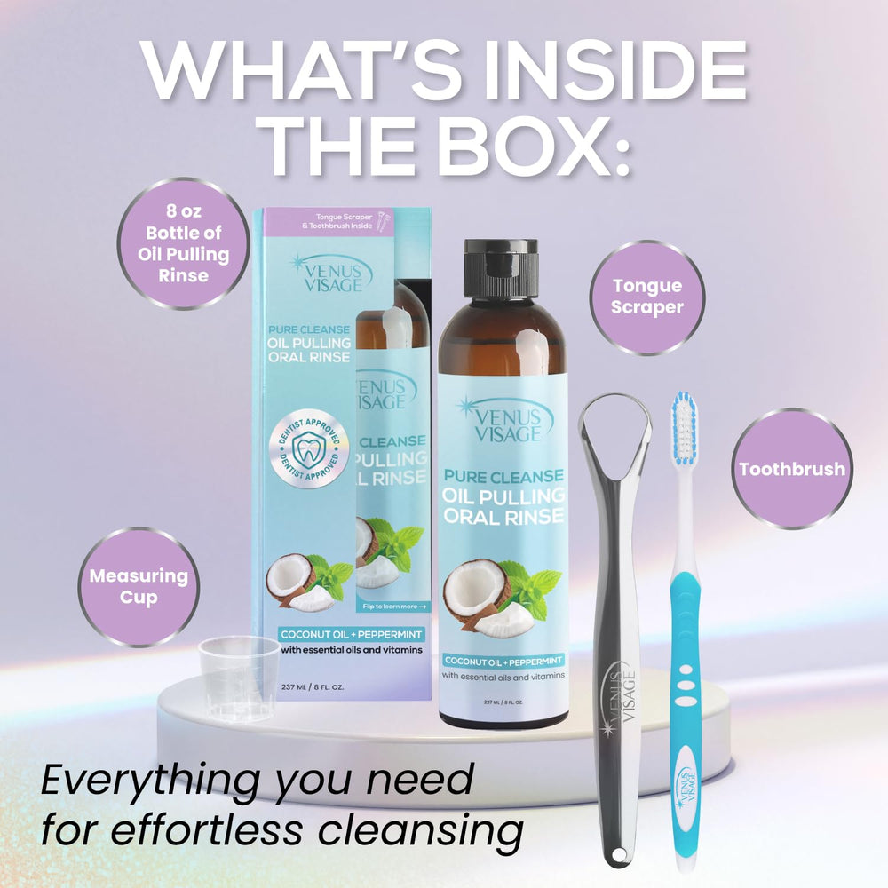 Tongue scraper included in the oil pulling kit