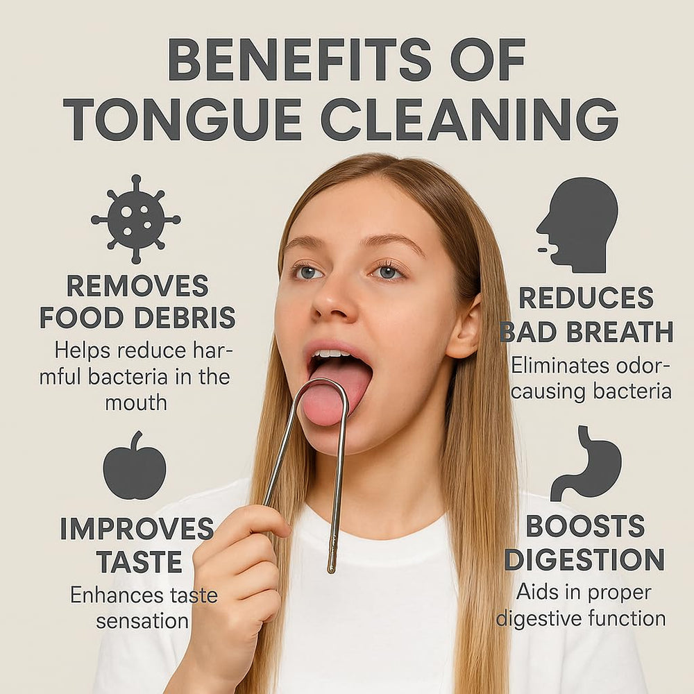 Easy-to-clean tongue scraper set in a portable travel case