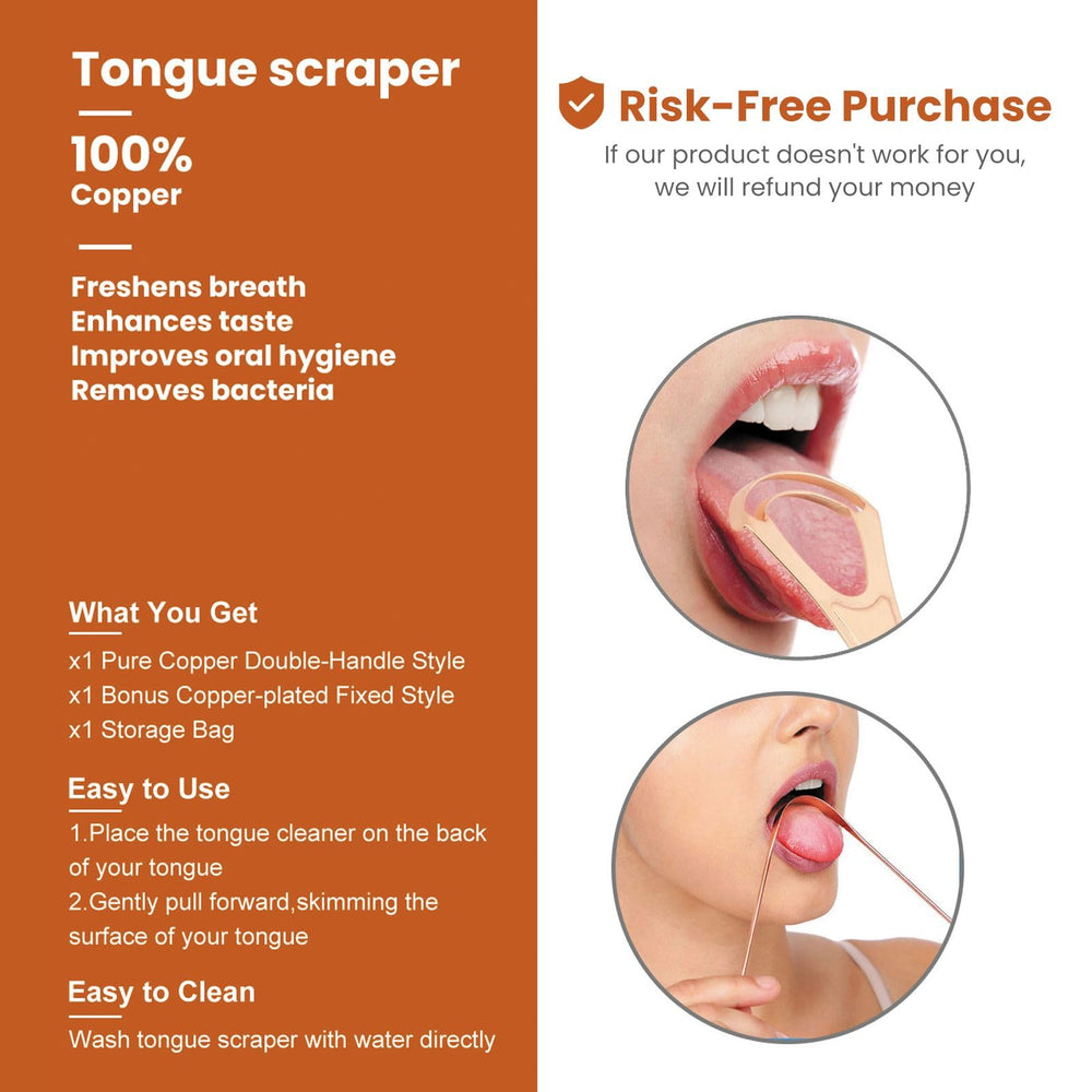 Tongue scraper set with travel bag for on-the-go use