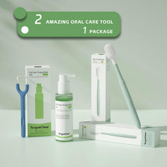 Inside view of Tongueclear kit packaging