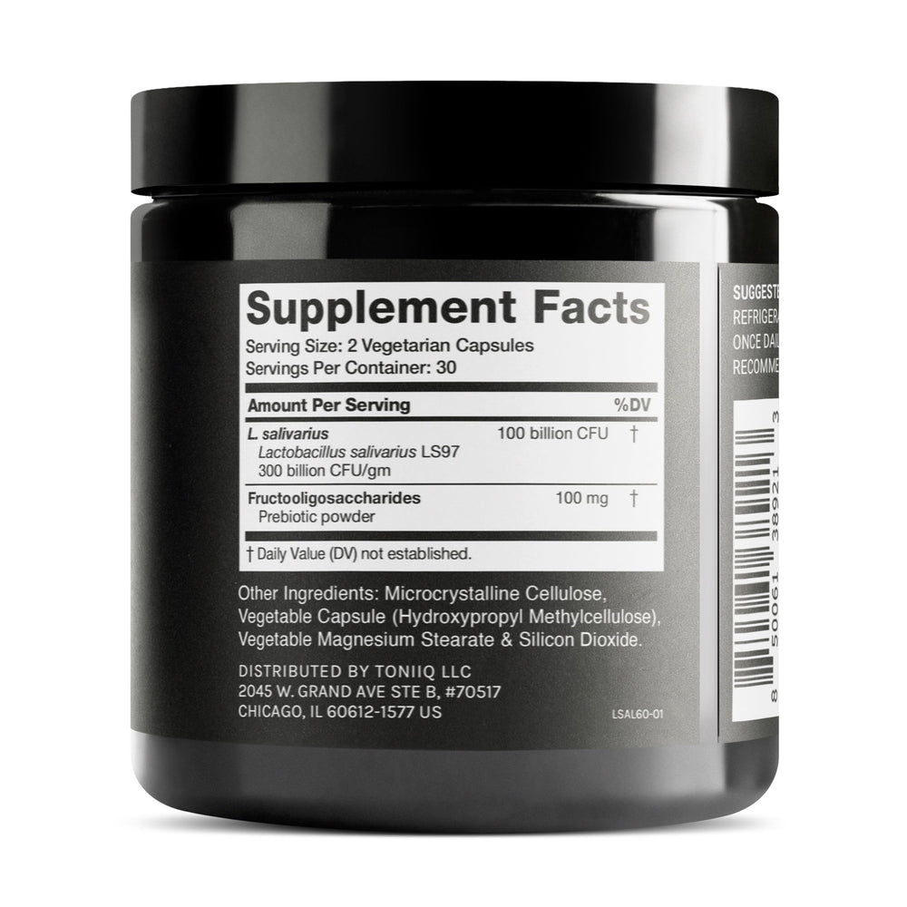 Lactobacillus Salivarius Probiotic bottle with 60 vegetarian capsules