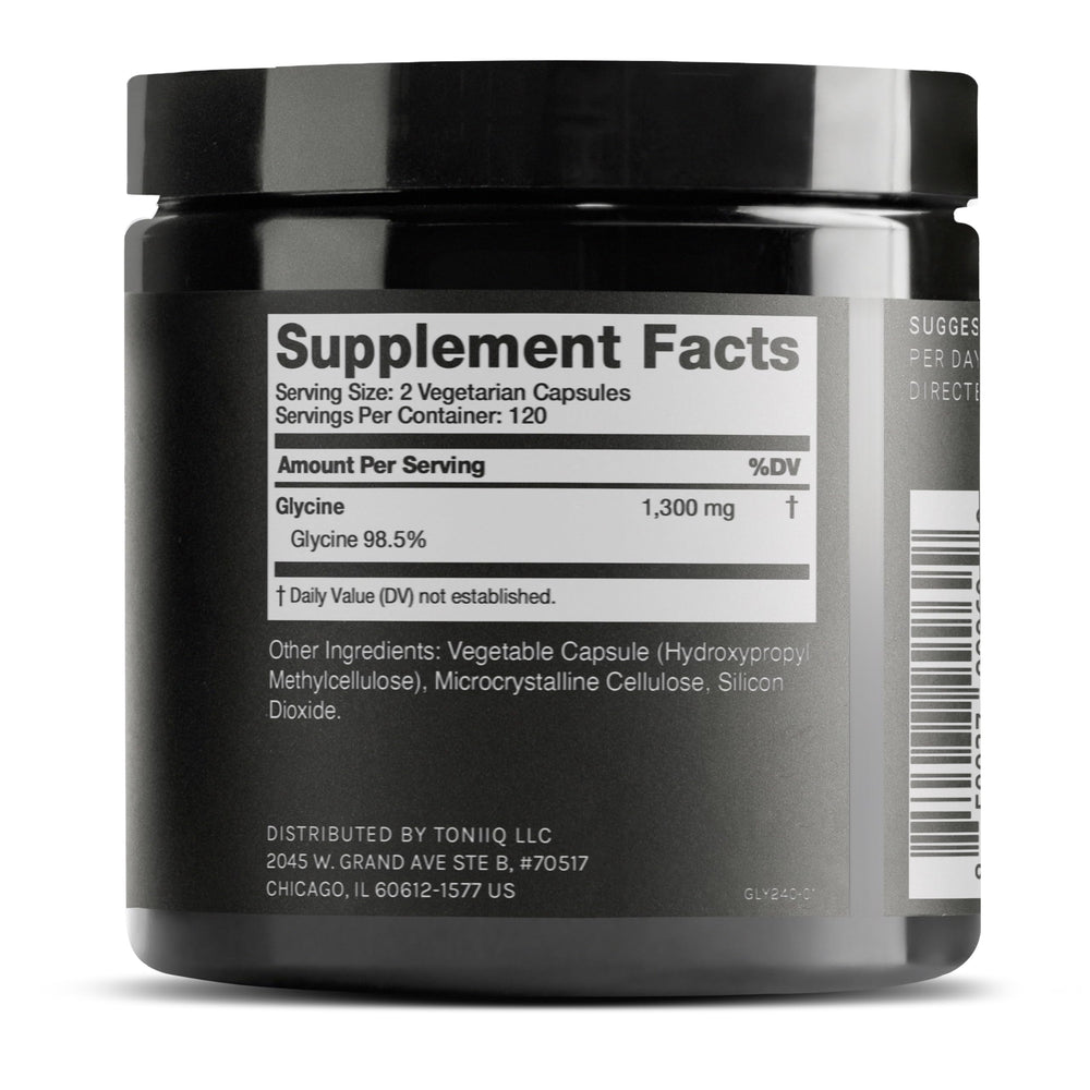 Glycine purity 98.5% third-party tested label