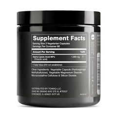 Close-up of Toniiq 1000mg ALA capsules