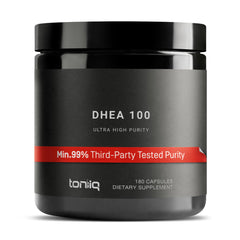 Toniiq DHEA 100mg supplement bottle and packaging