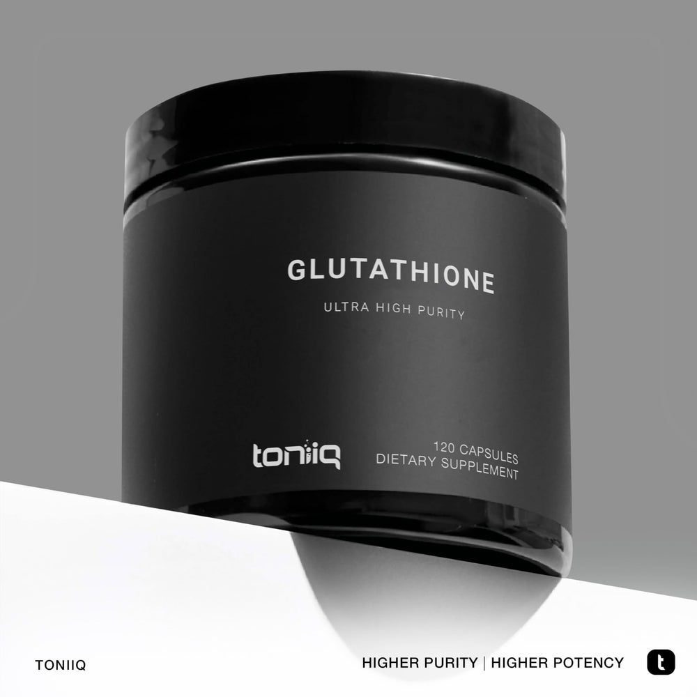 Graphic showing 98%+ purity of Toniiq Glutathione