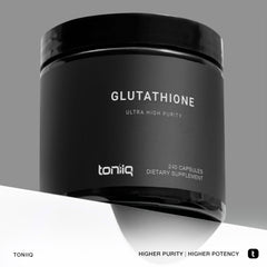 Toniiq Glutathione capsules inside the bottle
