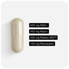 Resveratrol and Niacin capsules with NAD+ bottle