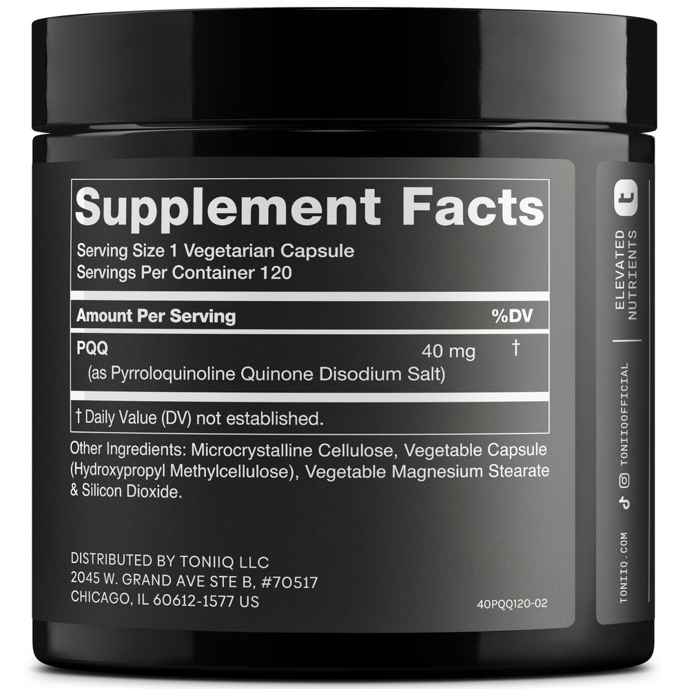 Close-up of a 40mg Pyrroloquinoline Quinone capsule