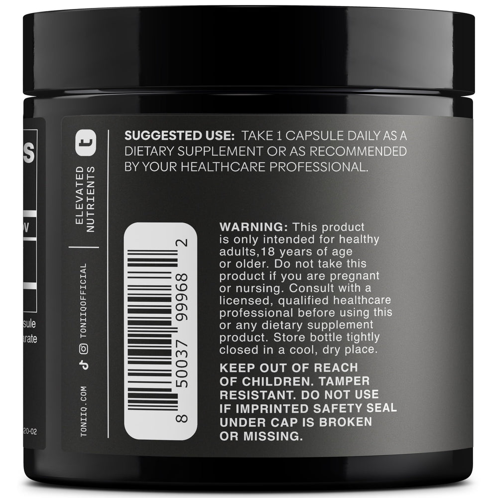 Ingredients and label details for Toniiq PQQ 40 mg