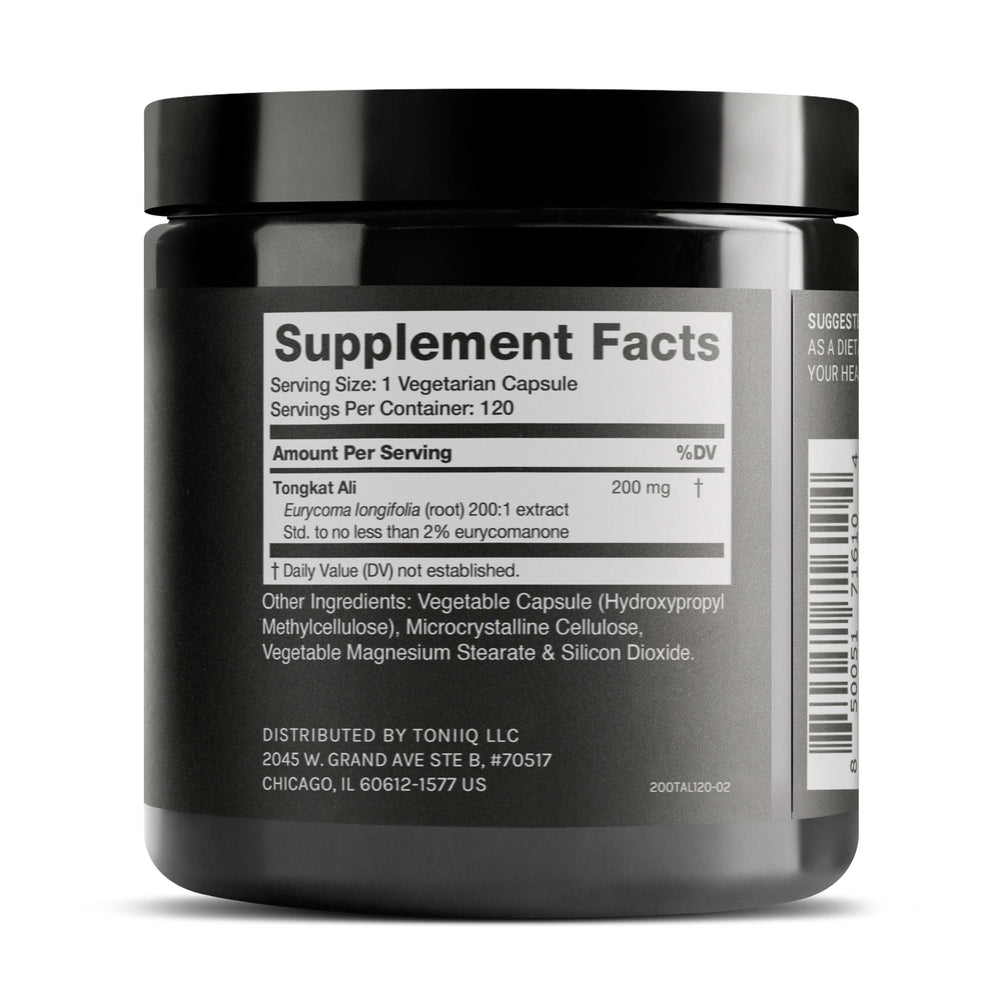 Toniiq Tongkat Ali capsules offer concentrated support for performance