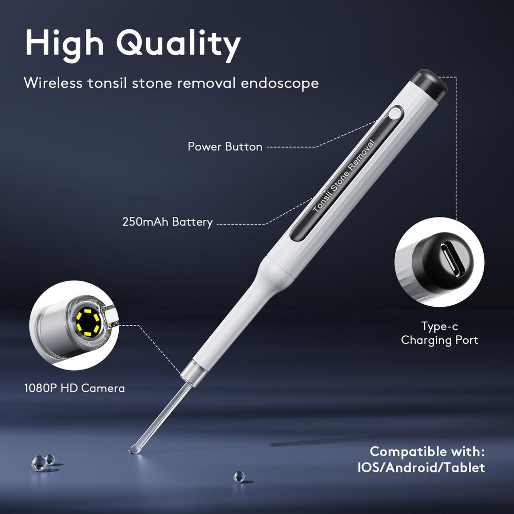 Four removable head attachments for the tonsil stone removal kit