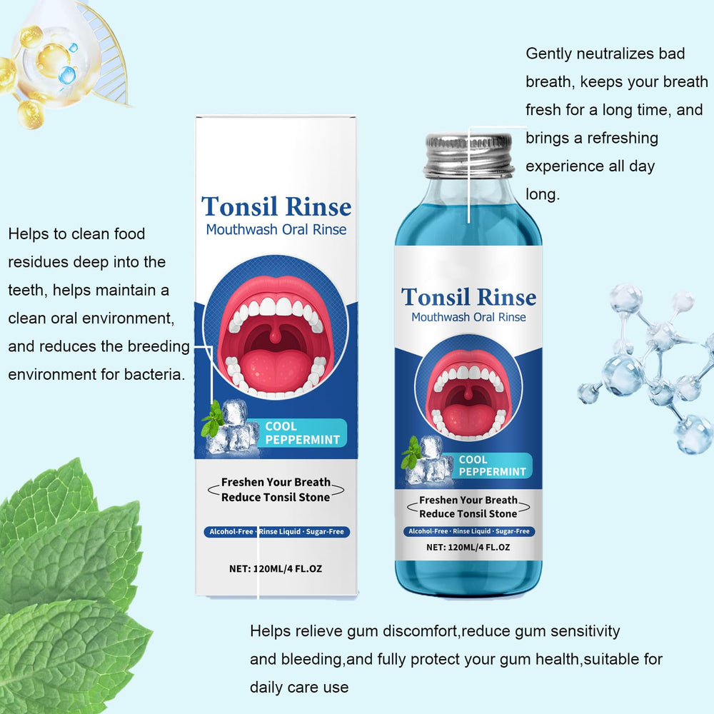 Close-up of Tonsil Stone Remover bottle label