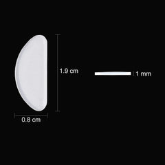 Nose pads on eyeglasses showing anti-slip design for comfortable fit
