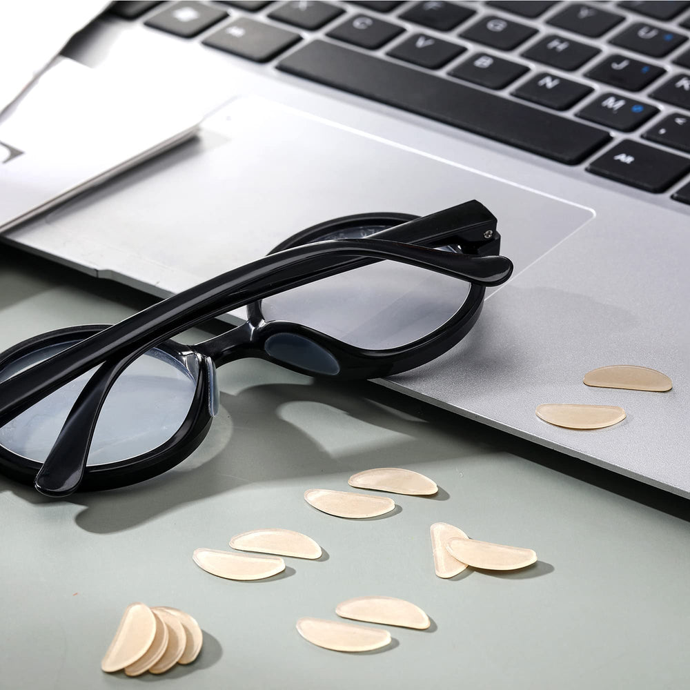 Nose pads applied to eyeglasses to prevent slipping