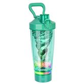 TOOFEEL electric protein shaker bottle in green with multicolor glow lights