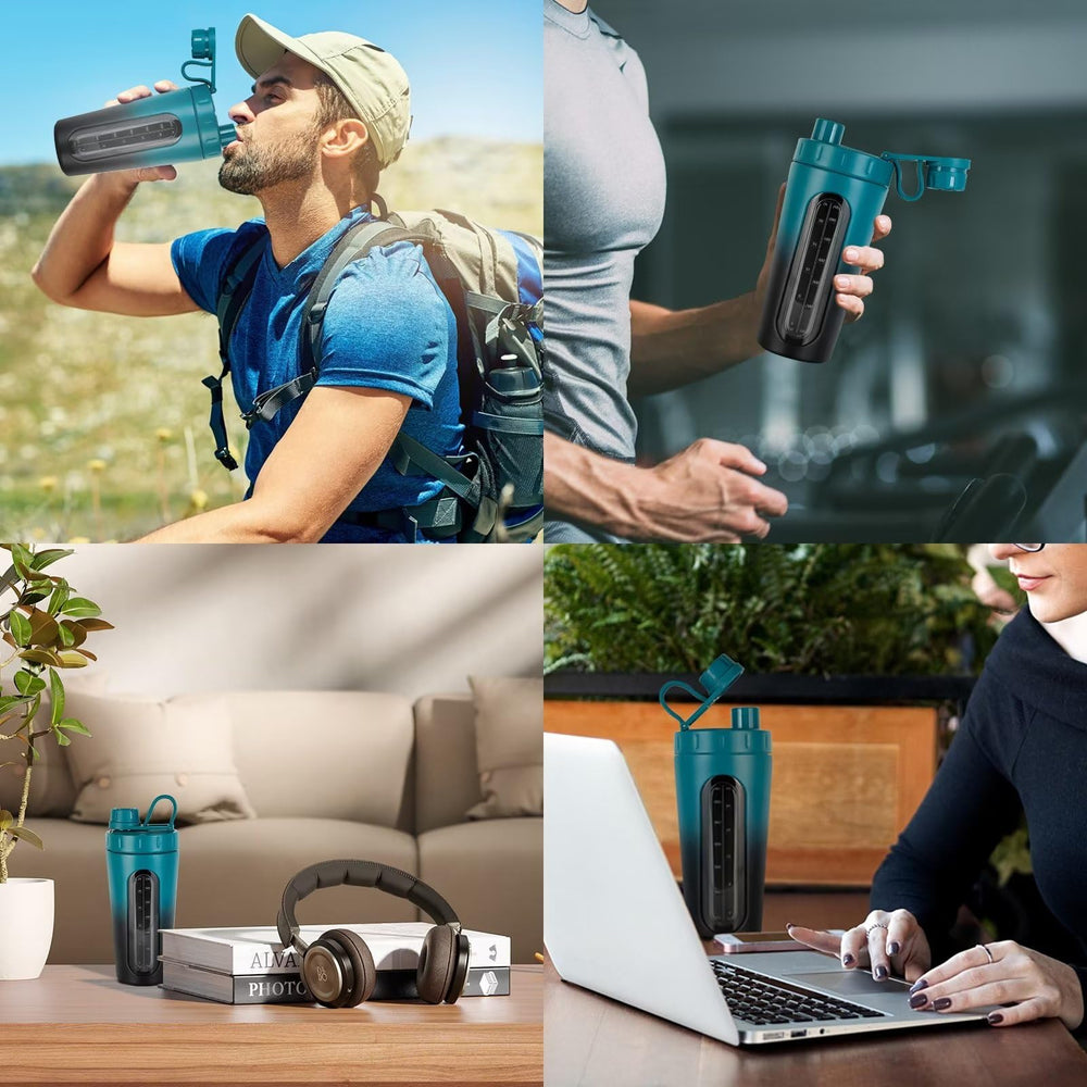TOOFEEL shaker bottle ergonomic handle supports comfortable carrying during workouts.