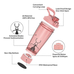 Shaker bottle with LED color-changing lights while mixing