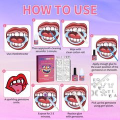 Teeth gem application demonstration with sparkling gems