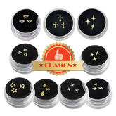 Gold and silver tooth gems set in the 9-box packaging