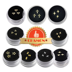 Gold and silver tooth gems set in the 9-box packaging