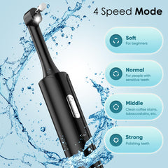 Five interchangeable brush heads for cleaning and polishing