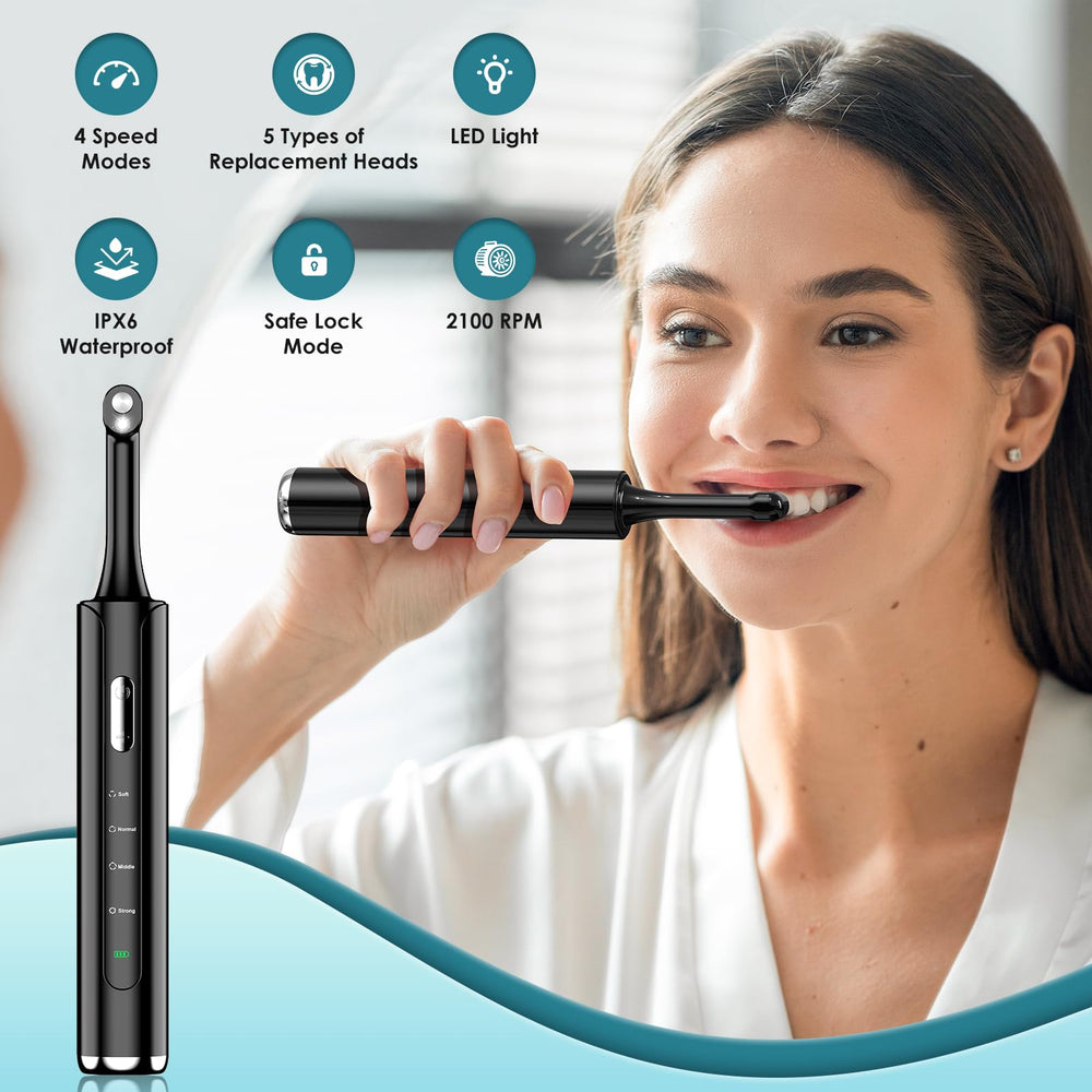 Tooth polisher featuring a built-in LED light