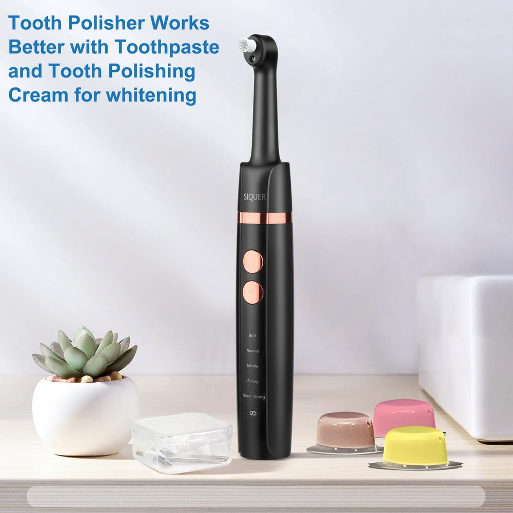 SIQUER Tooth Polisher black variant packaging and accessories