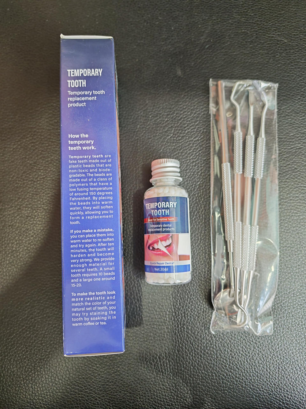 Compact carry case for at-home tooth repair