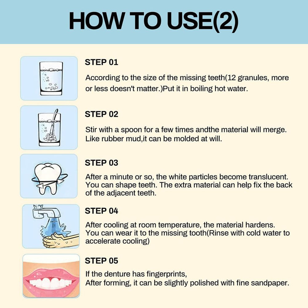 All-in-one kit for DIY dental gaps and missing teeth