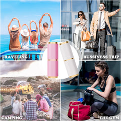 Pink and white toothbrush cases in travel and everyday use setting