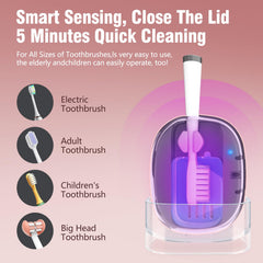 Open pink case showing space for toothbrush heads